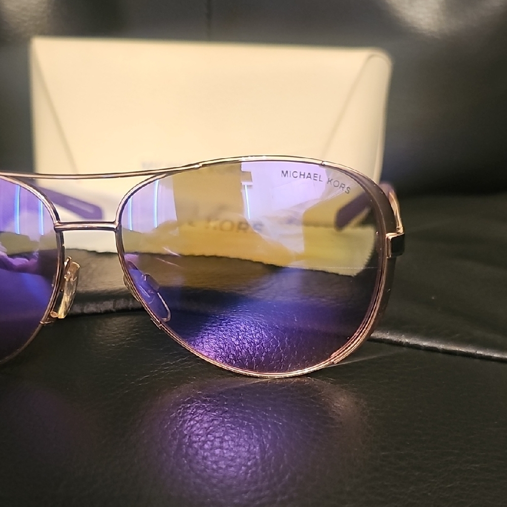 Michael Kors Rose Gold Aviator Sunglasses - Picture 3 of 7